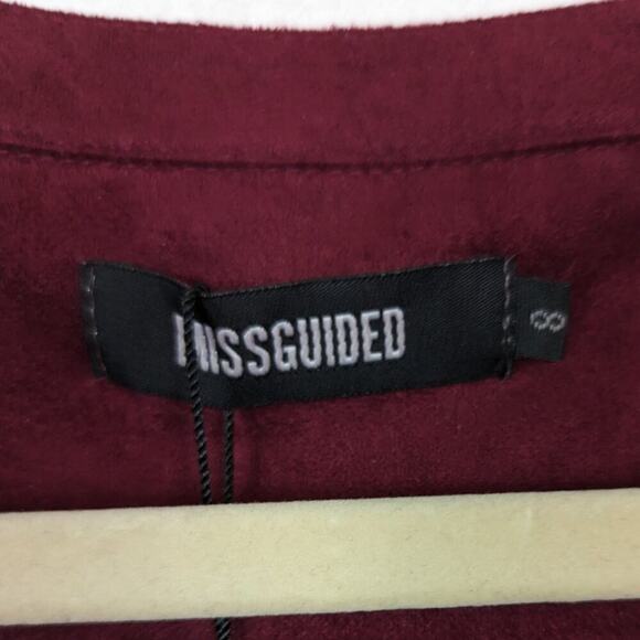 NWT Missguided Maroon Faux Suede Wrap Dress - Picture 6 of 8